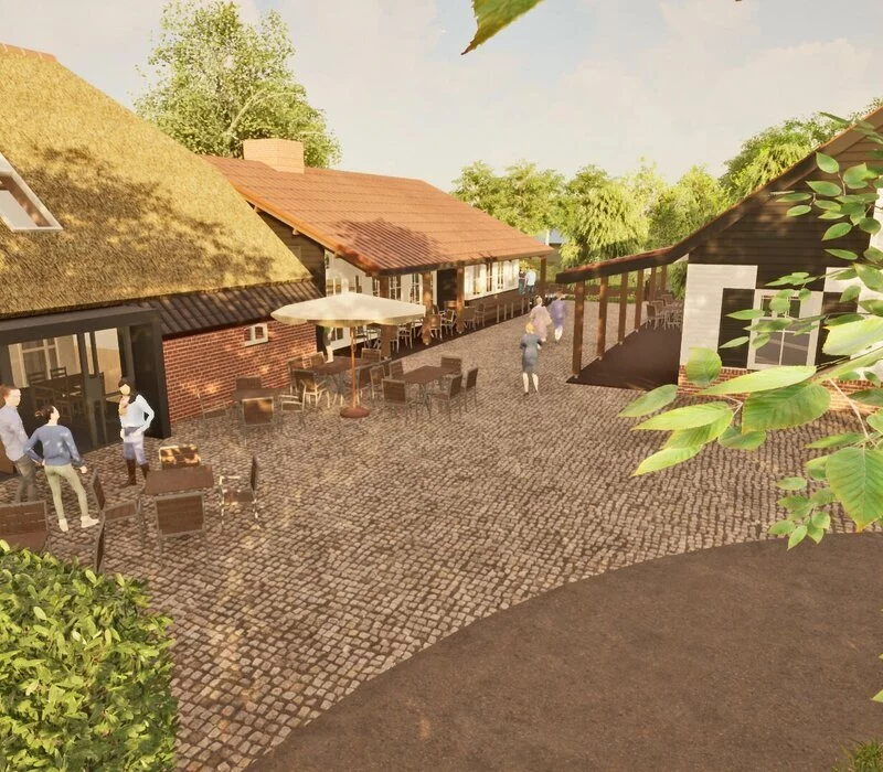 Close up Artist impression van terras Oortjeshoeve.